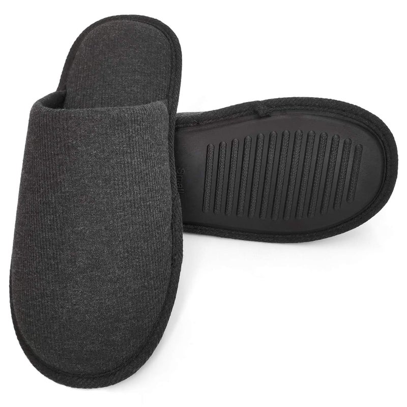 ofoot Men's Organic Cotton Cozy Indoor Slippers, Memory Foam House Flat,Washable Slip on Home Shoes(Charcoal Grey,US 9-10) - Image 3